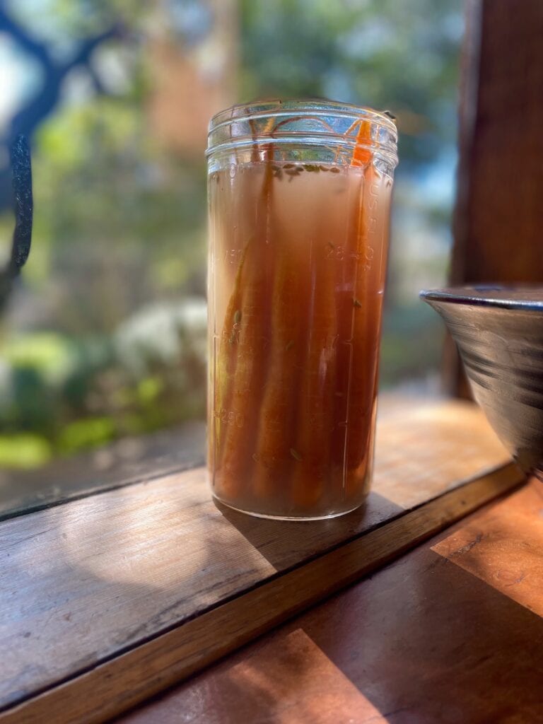 Jar of Brine-Fermented Carrots