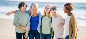 Group of active seniors on the beach