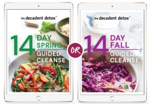 Two iPad screens with 14 Day Guided Cleanse displayed, one for Spring, one for Fall